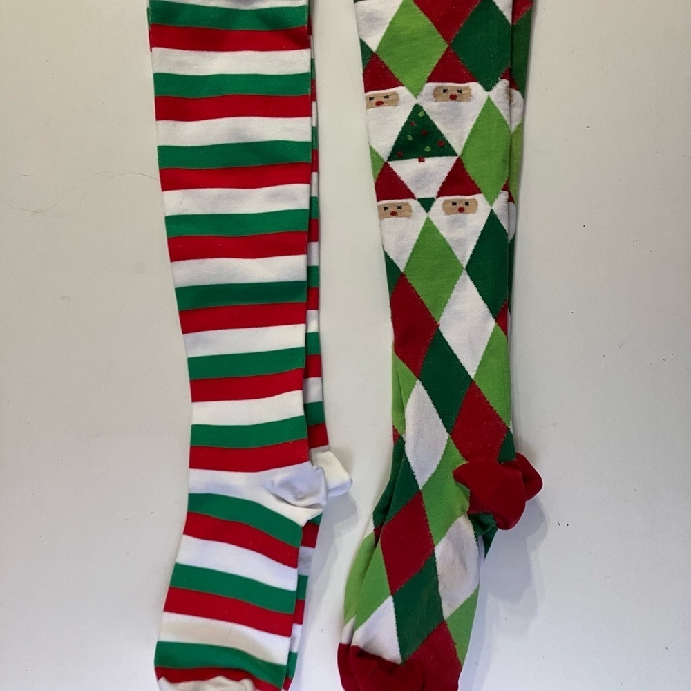 Festive Christmas Striped and Argyle Socks